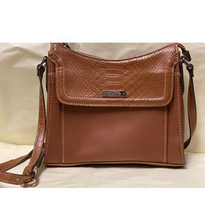 Liz Claiborne Faux Leather Shoulder Bag Faux Croc Accent